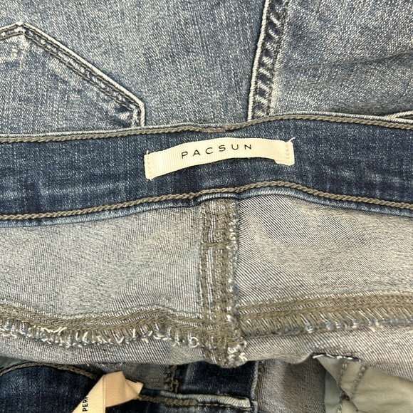 Pacsun Distressed Ripped Perfect Fit Jegging Beach Blue Denim Jeans Size 27 - Picture 8 of 9